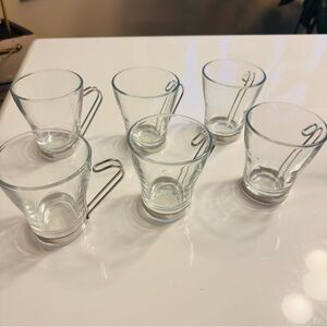 Vintage Vitrosax Italy Glass Cappuccino Cup 7.5Oz Silver Handle MCM Set of 6